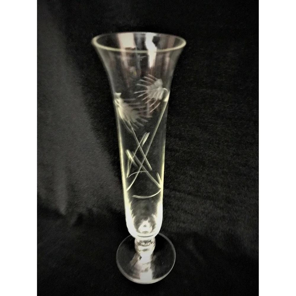 Bud Vase Footed Clear Etched Crystal 8